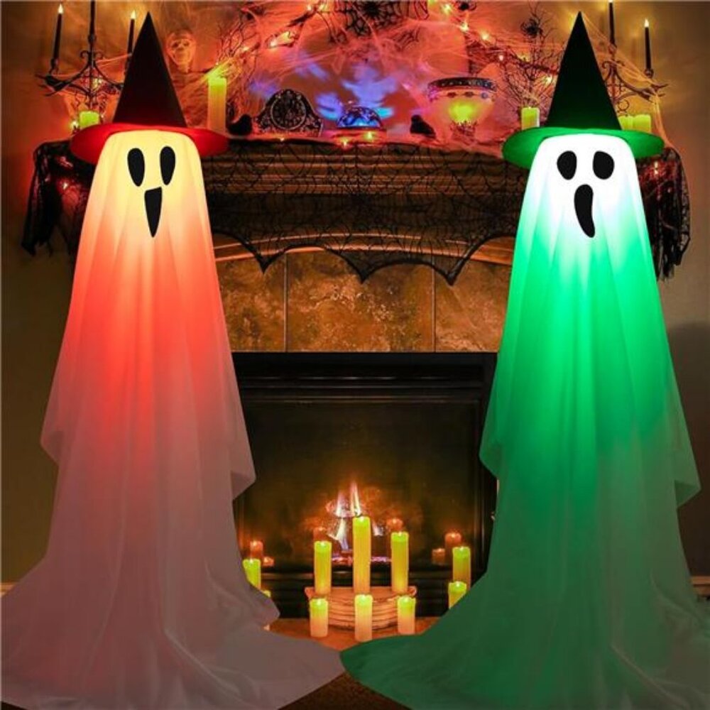 Halloween Ghost Decorations-2 Packs DIY Light Up Halloween Decor Indoor Outdoor